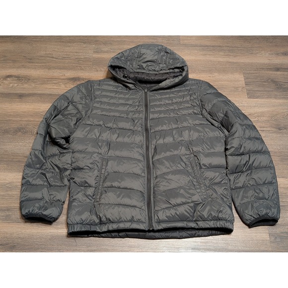 Guess Other - GUESS Puffer Jacket Hooded Reversible Full Zip Gray Quilted Lightweight Mens XL‎